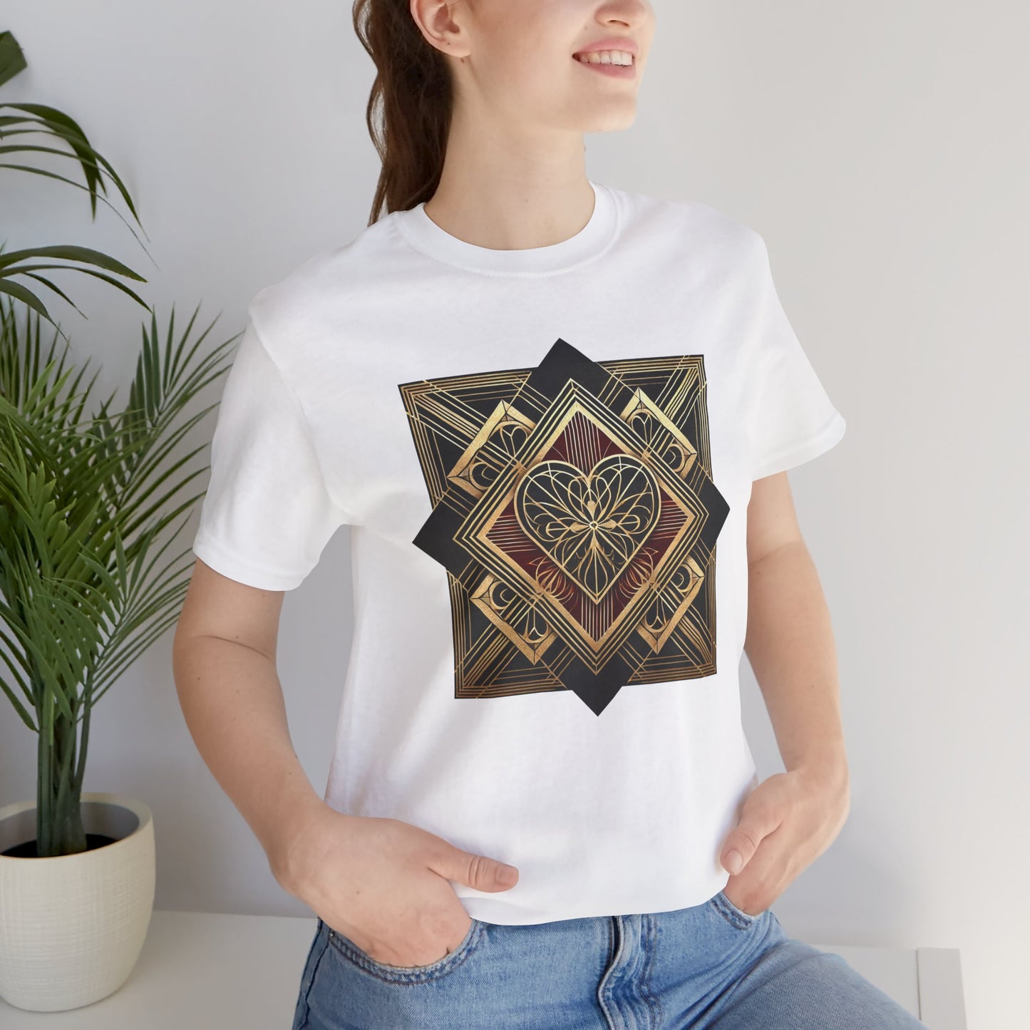 Art Deco Heart T-Shirt – Romantic Valentine's Day Graphic Tee
