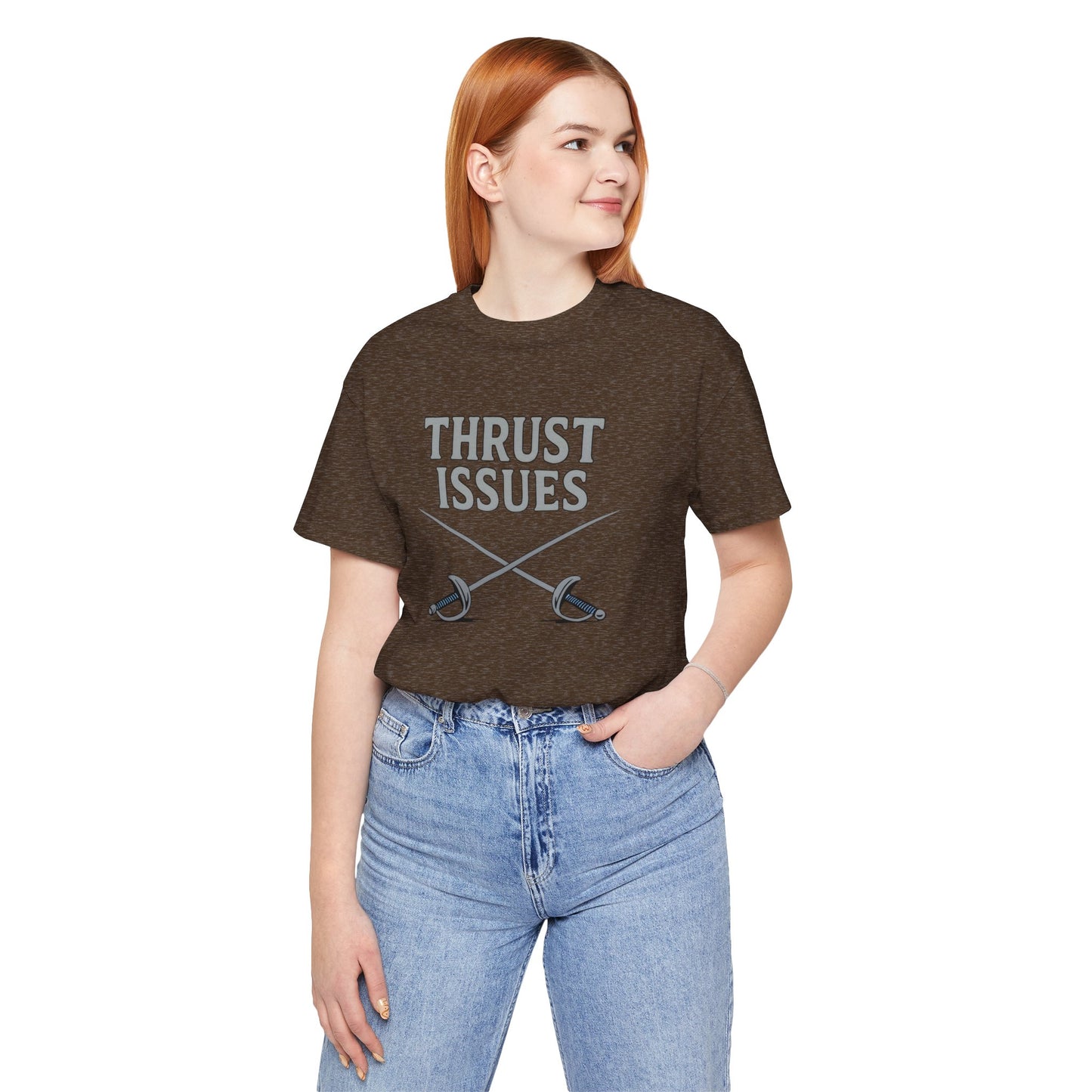 Thrust Issues Fencing T-Shirt – Funny Saber Shirt for Fencers & Pun Lovers