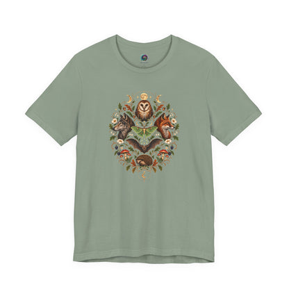 Nocturnal Woodland Animals T-Shirt – Moonlit Nature Tee
