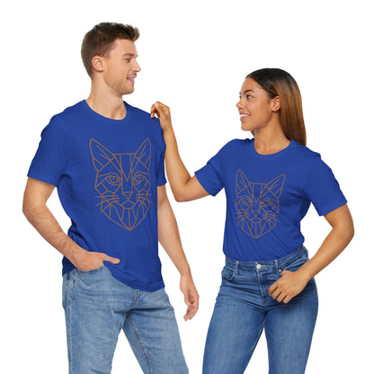 Geometric Cat T-Shirt – Minimalist Line Art Tee