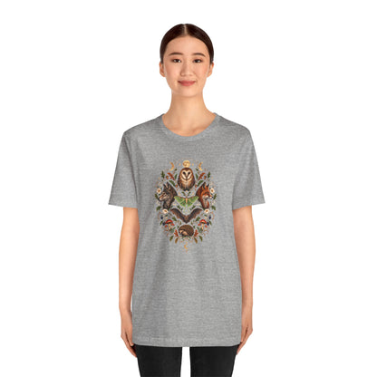 Nocturnal Woodland Animals T-Shirt – Moonlit Nature Tee