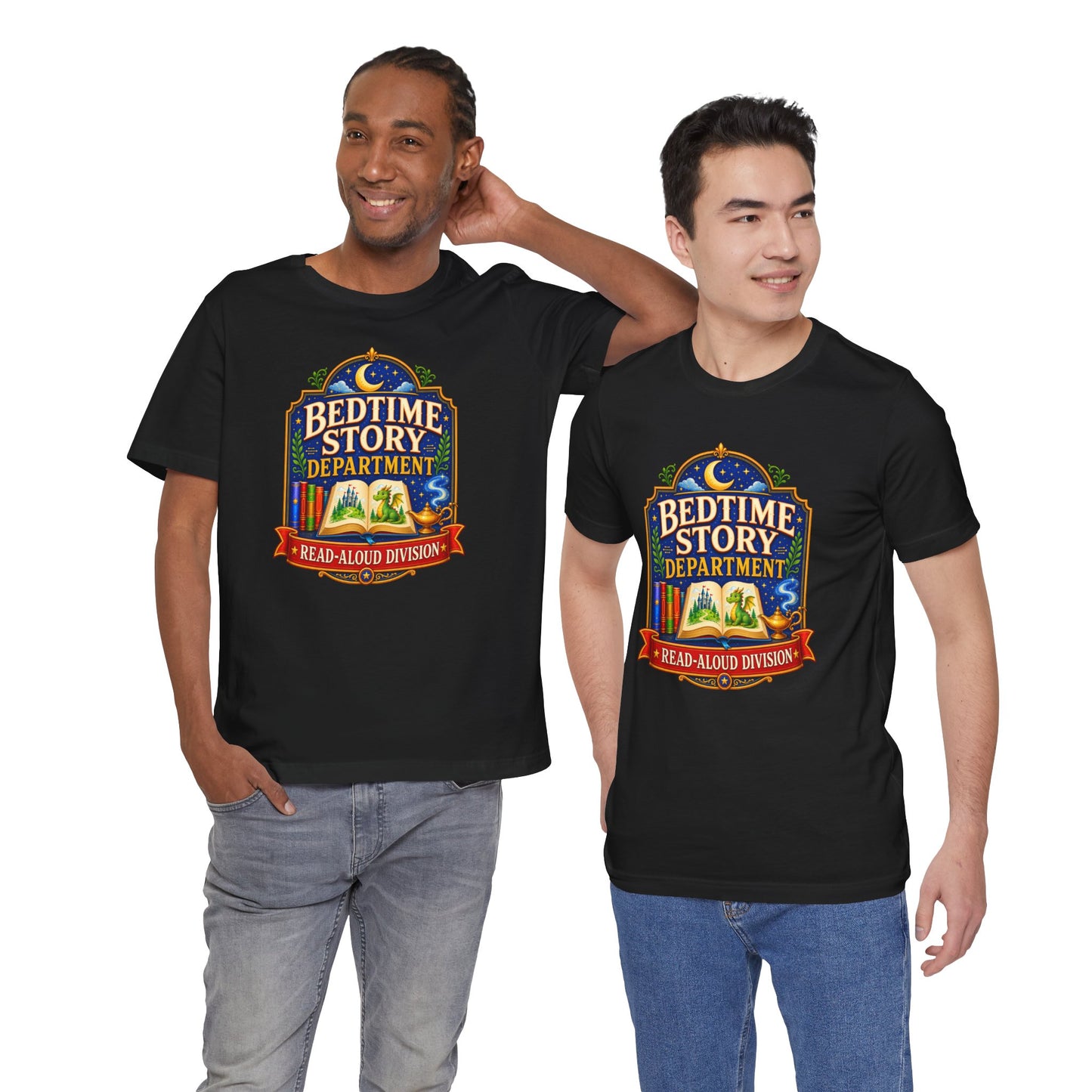 Bedtime Story Department T-Shirt – Read-Aloud Parent Tee