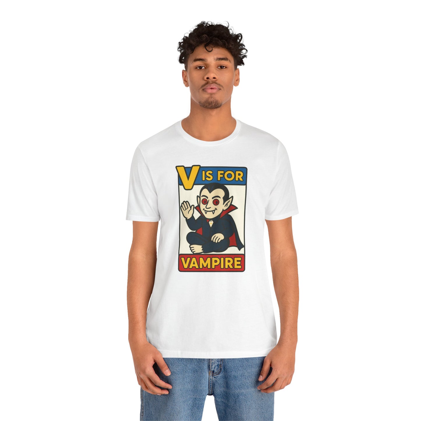 V is for Vampire T-Shirt – Funny Halloween Legend Alphabet Tee