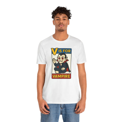 V is for Vampire T-Shirt – Funny Halloween Legend Alphabet Tee