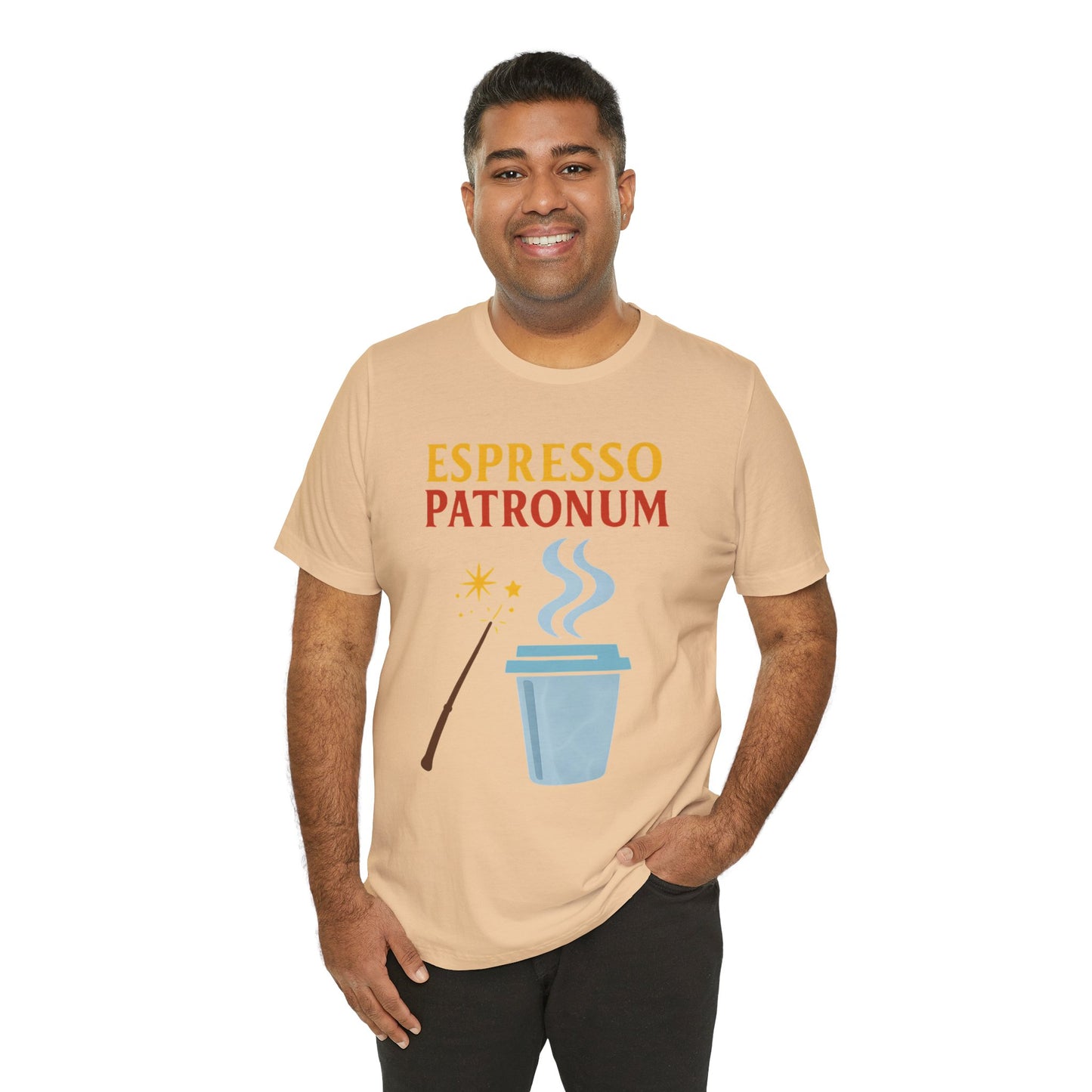 Espresso Patronum T-Shirt – Funny Coffee & Wizard Parody Tee