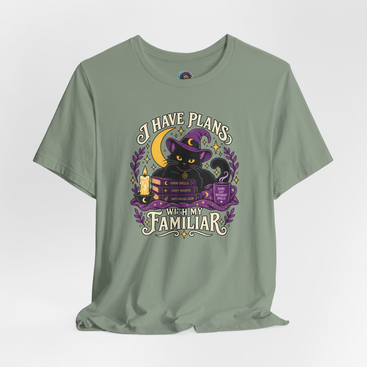 I Have Plans With My Familiar T-Shirt - Funny Witchy Introvert Cat Tee