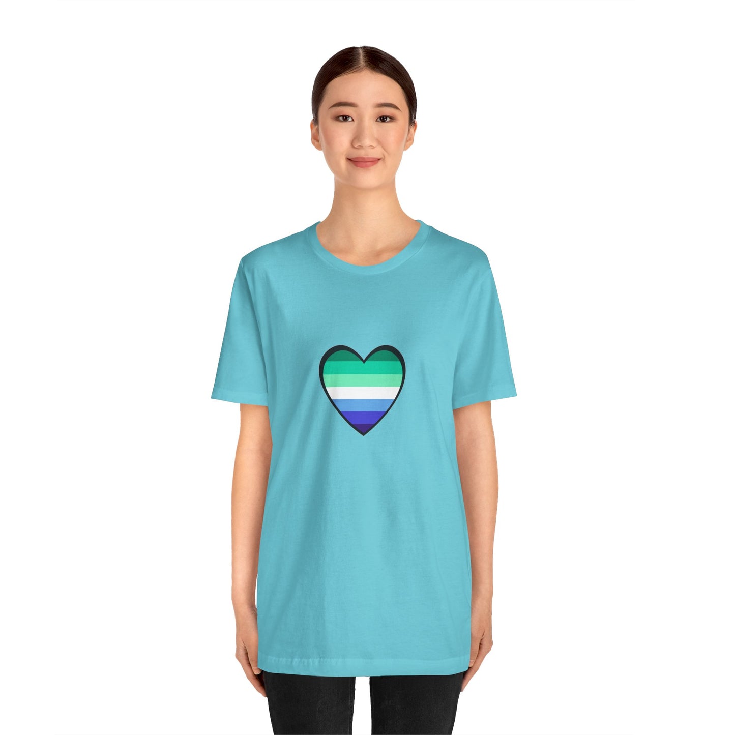 Gay Men’s Pride Flag Heart T-Shirt – LGBTQ+ Flag Design on Unisex Tee