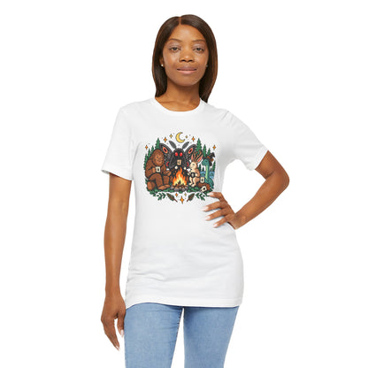 Cryptid Campfire T-Shirt – Bigfoot, Mothman & Nessie Tee