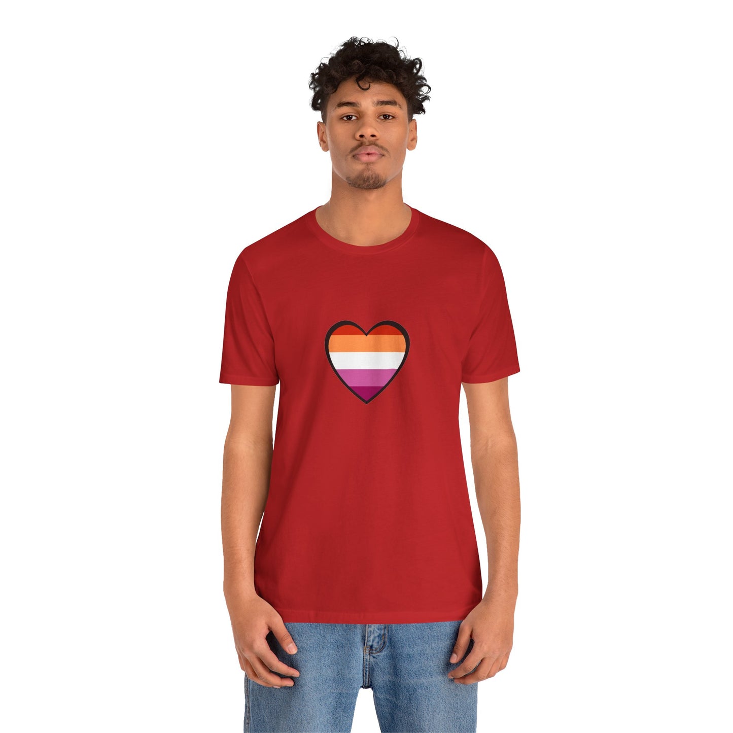 Lesbian Flag Heart T-Shirt – Bold LGBTQ+ Graphic Tee
