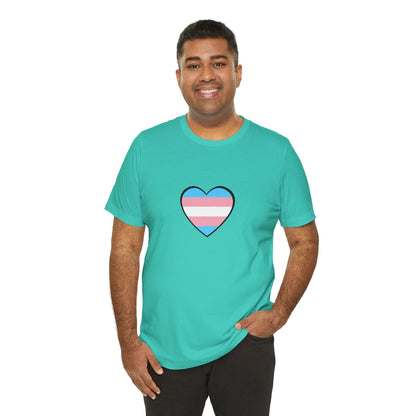 Transgender Flag Heart T-Shirt – LGBTQ+ Trans Flag Graphic Tee