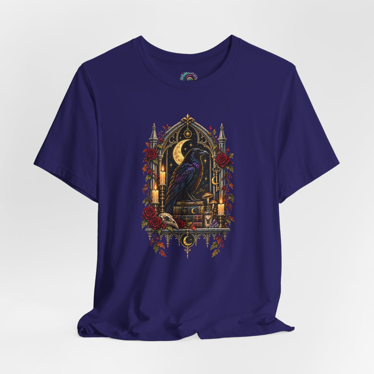 Raven’s Reliquary Tee – Gothic Moonlit Raven T-shirt
