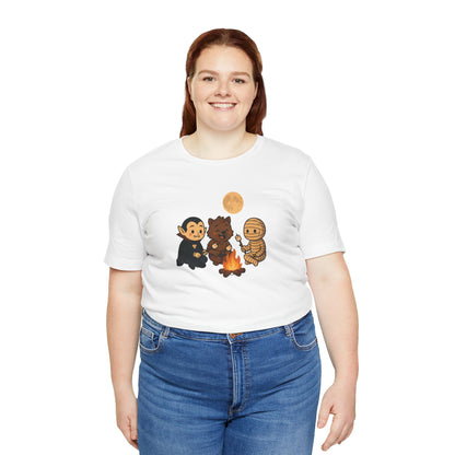 Halloween Monsters Campfire T-Shirt – Cute Monster Shirt with Roasting Marshmallows