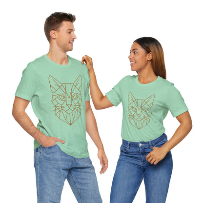 Geometric Cat T-Shirt – Minimalist Line Art Tee