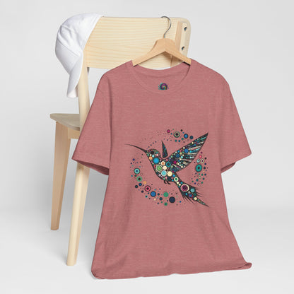 Hummingbird Dot Art T-Shirt – Colorful Nature-Inspired Graphic Tee