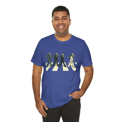 Cthulhu Crossing T-Shirt – Beatles Abbey Road Parody Tee | WhimSpin