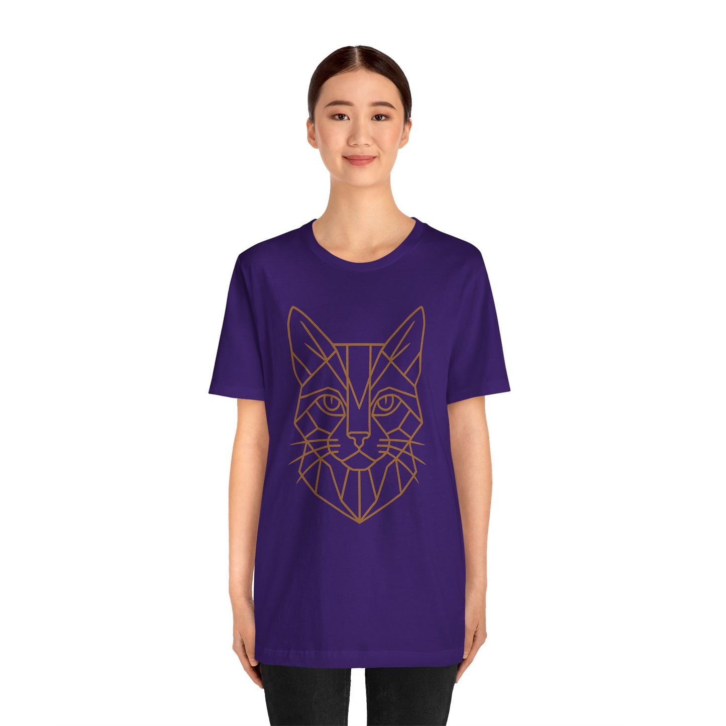 Geometric Cat T-Shirt – Minimalist Line Art Tee