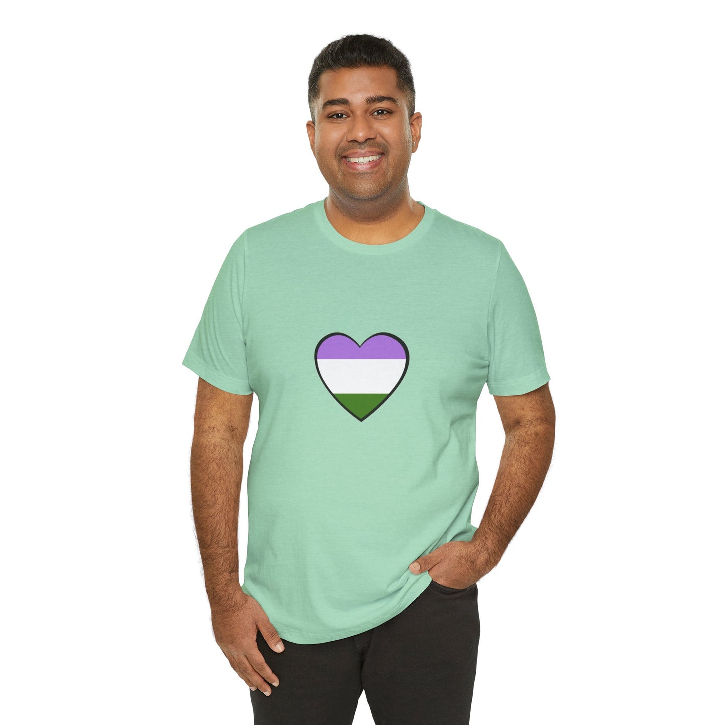 Genderqueer Flag Heart T-Shirt – Unisex LGBTQ+ Graphic Tee