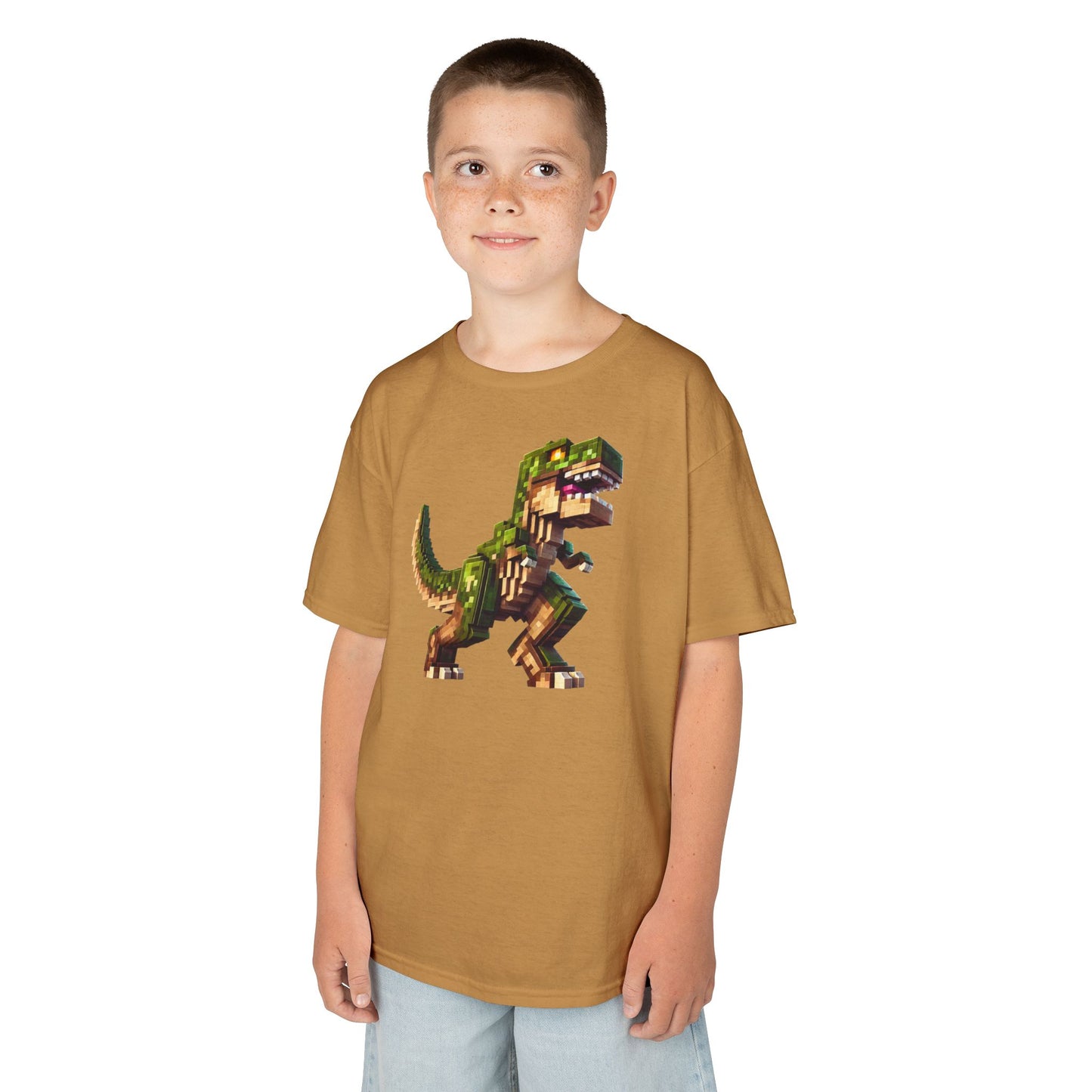 Pixel Dinosaur Kids T-Shirt – Retro Pixel T-Rex Gamer Tee