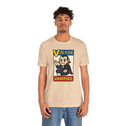 V is for Vampire T-Shirt – Funny Halloween Legend Alphabet Tee