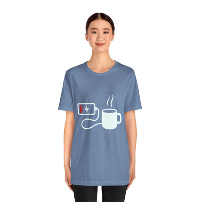 Low Battery Need Coffee Tee – Funny Caffeine Graphic T-Shirt