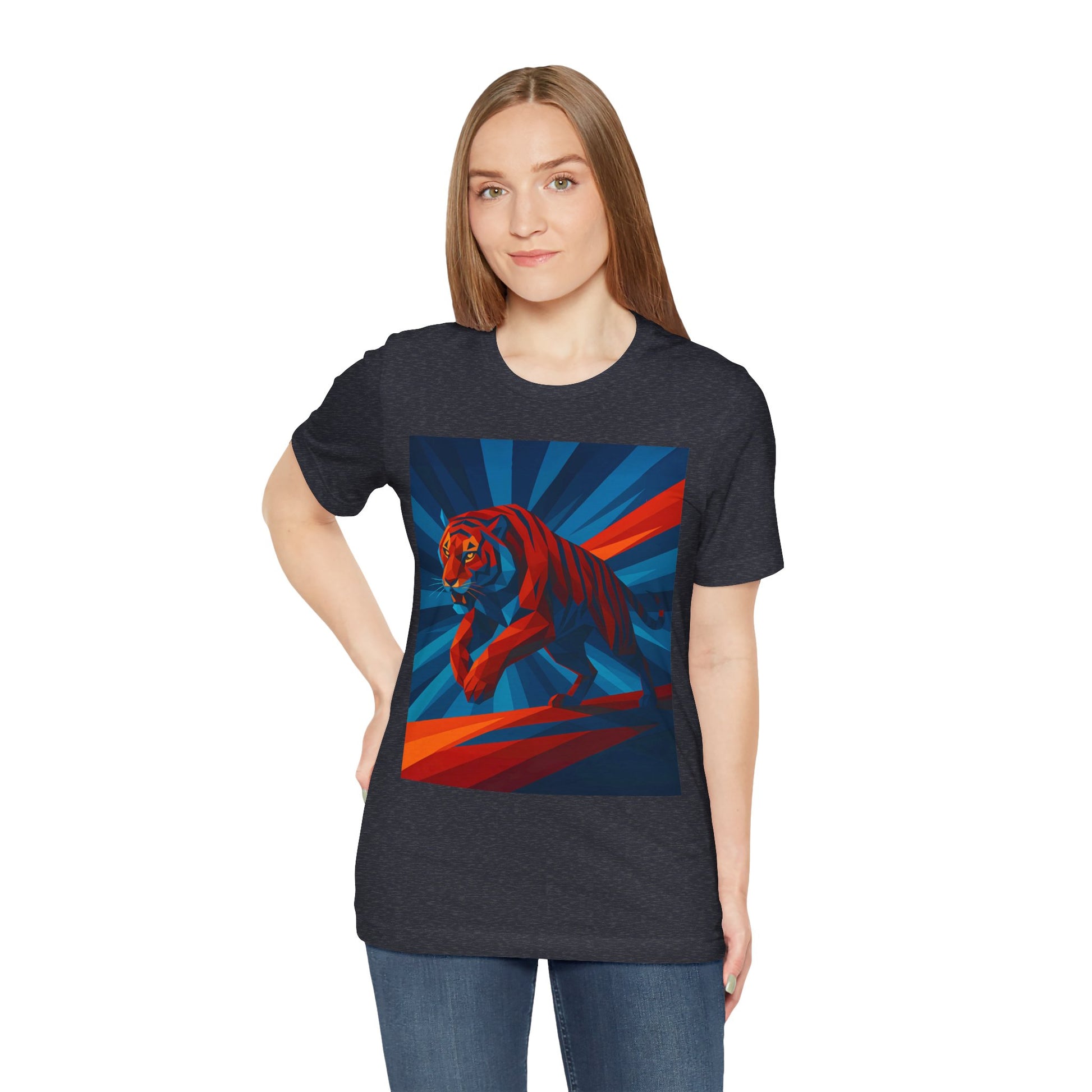 Geometric Tiger T-Shirt – Bold Jungle Animal Tee in Abstract Style - WhimSpin - https://whimspin.com