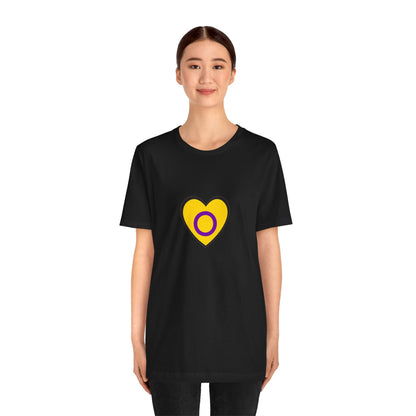 Intersex Pride Flag Heart T-Shirt – Minimalist LGBTQ+ Support Tee