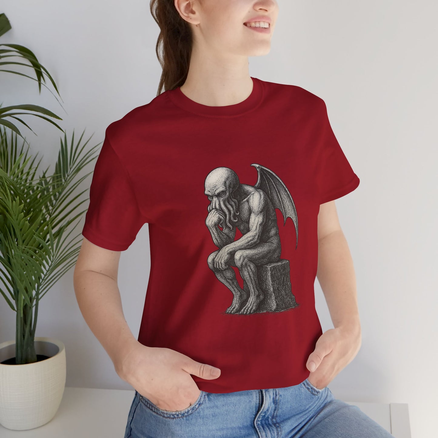 Cthulhu The Thinker Tee – Lovecraftian Parody Shirt