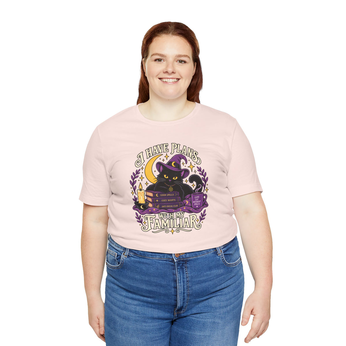 I Have Plans With My Familiar T-Shirt - Funny Witchy Introvert Cat Tee