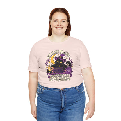 I Have Plans With My Familiar T-Shirt - Funny Witchy Introvert Cat Tee