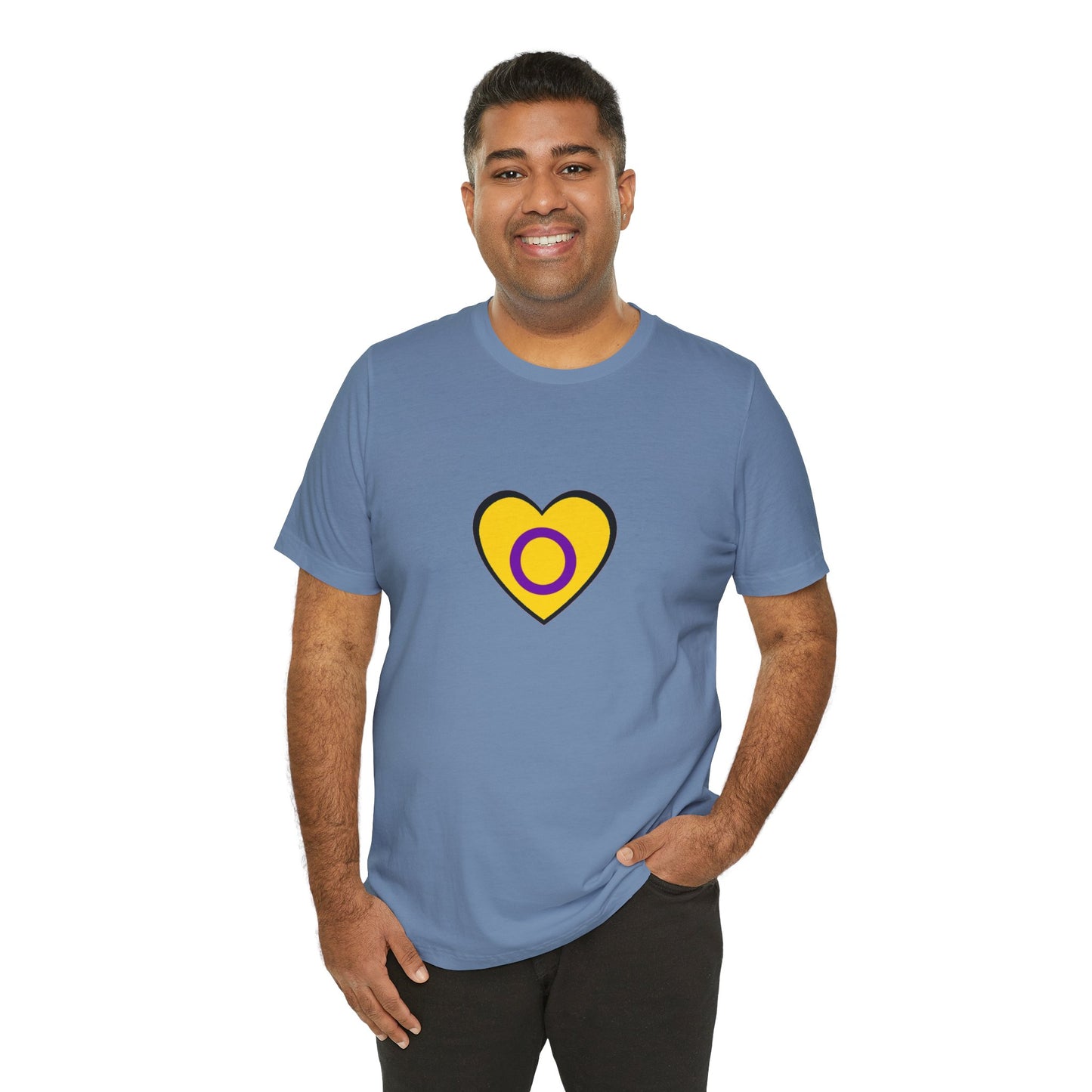 Intersex Pride Flag Heart T-Shirt – Minimalist LGBTQ+ Support Tee