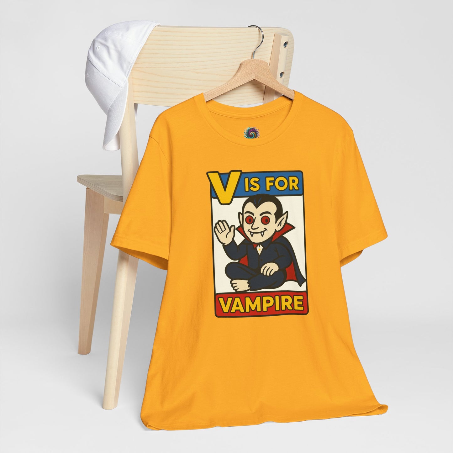 V is for Vampire T-Shirt – Funny Halloween Legend Alphabet Tee