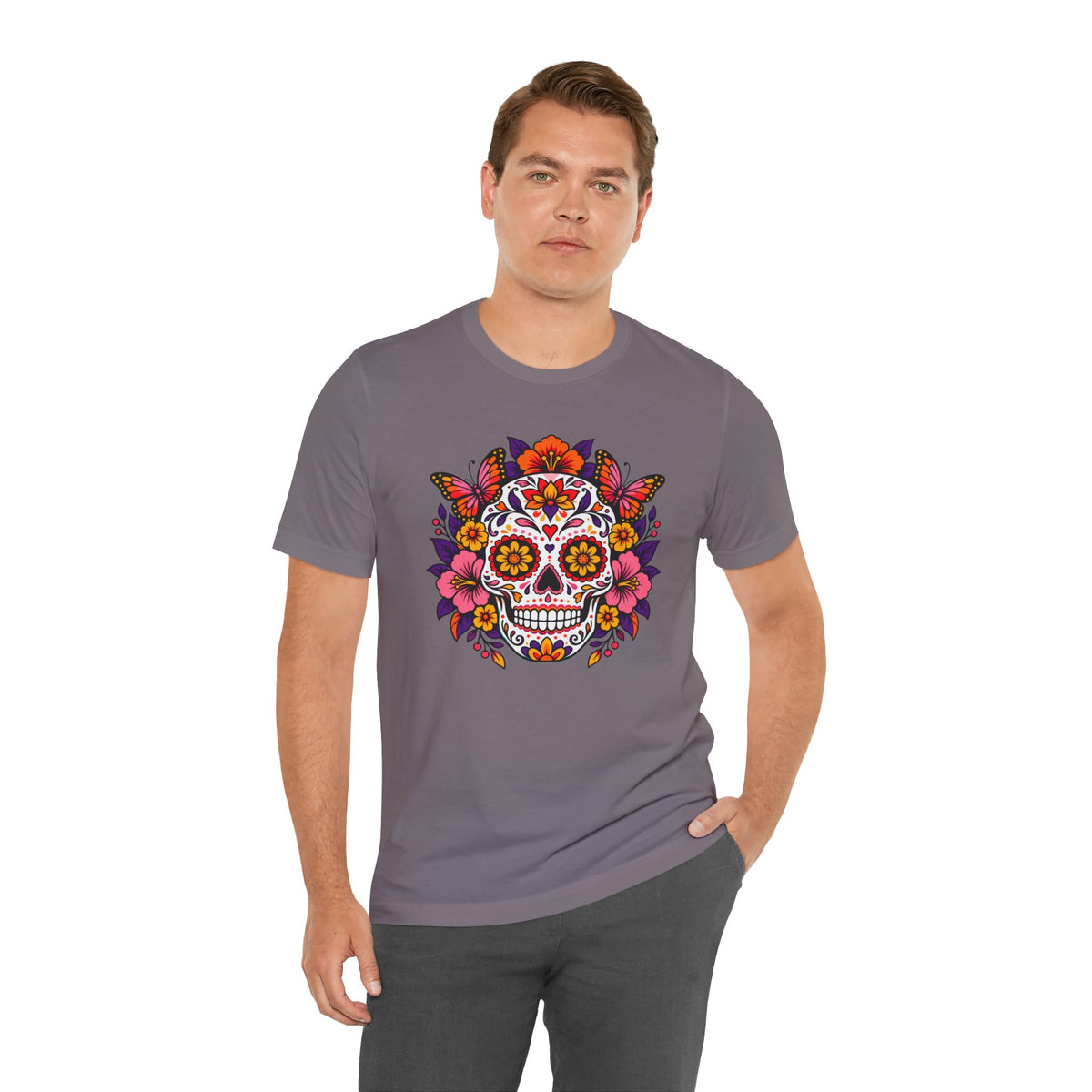 Floral Sugar Skull T-Shirt – Colorful Día de los Muertos Inspired Tee