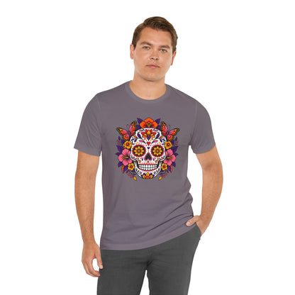 Floral Sugar Skull T-Shirt – Colorful Día de los Muertos Inspired Tee