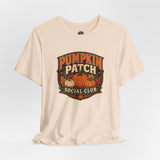 Soft cream crewneck T-shirt with Pumpkin Patch Social Club front graphic