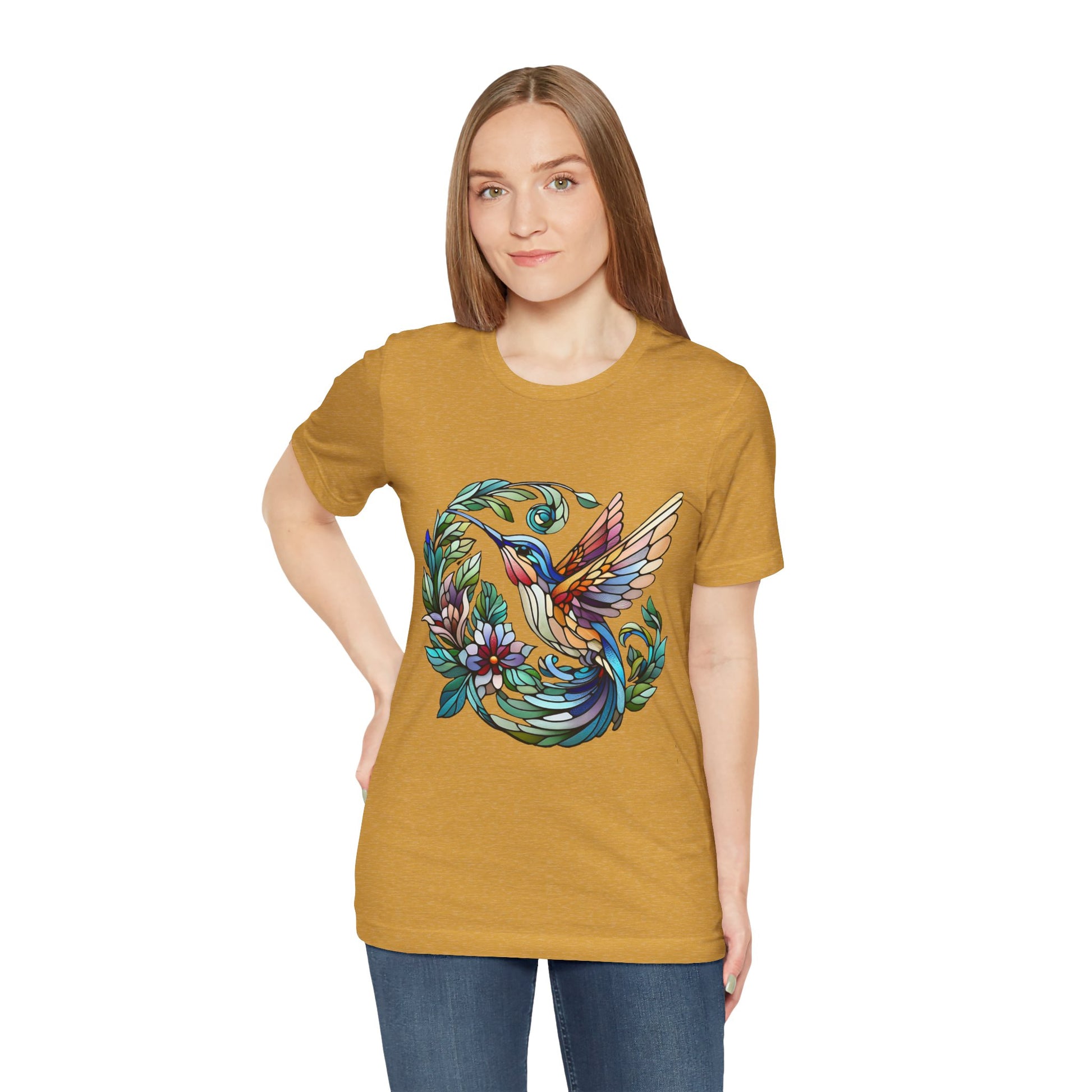 Stained Glass Hummingbird Tee – Vibrant Nature Shirt - WhimSpin - https://whimspin.com