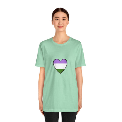 Genderqueer Flag Heart T-Shirt – Unisex LGBTQ+ Graphic Tee