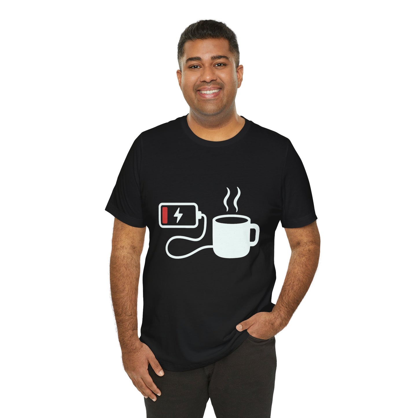 Low Battery Need Coffee Tee – Funny Caffeine Graphic T-Shirt