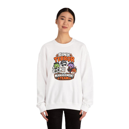 Tiny Terror Management Team Sweatshirt – Funny Halloween Parent Crewneck