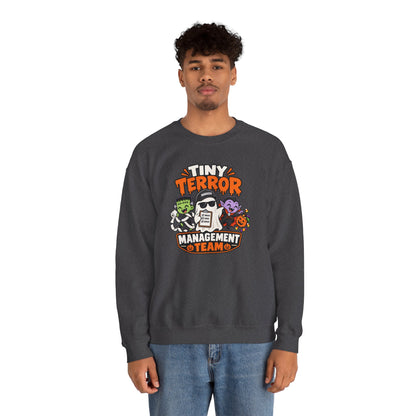 Tiny Terror Management Team Sweatshirt – Funny Halloween Parent Crewneck