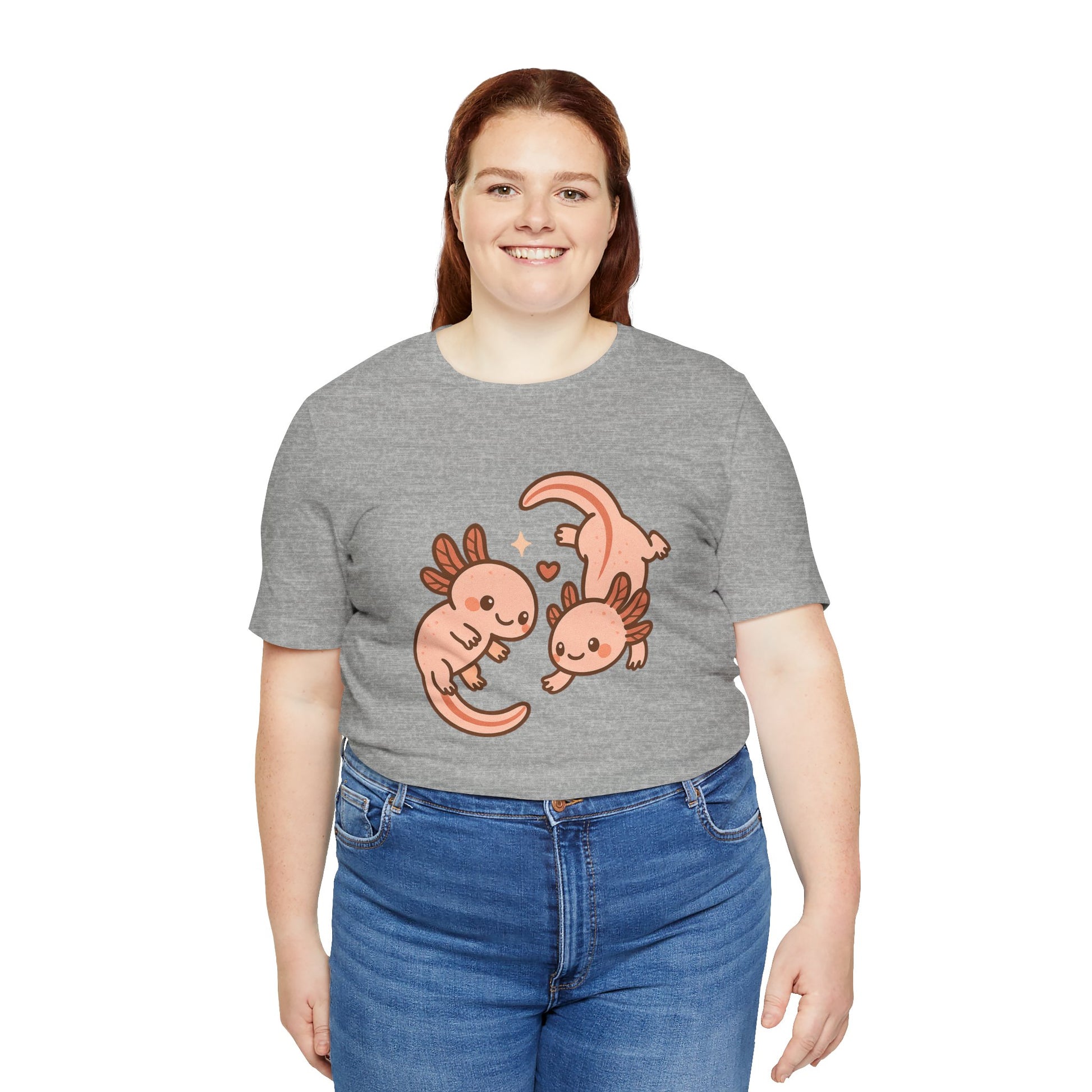 Kawaii Axolotl T-Shirt – Cute Tee with Smiling Axolotls - WhimSpin - https://whimspin.com