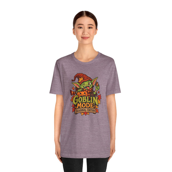 Heather purple Goblin Mode seasonal edition t-shirt, crew neck, short sleeves
