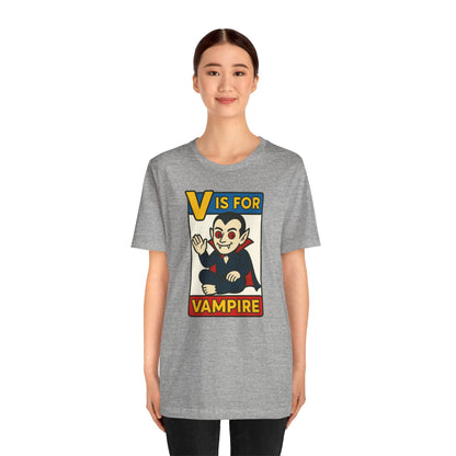 V is for Vampire T-Shirt – Funny Halloween Legend Alphabet Tee