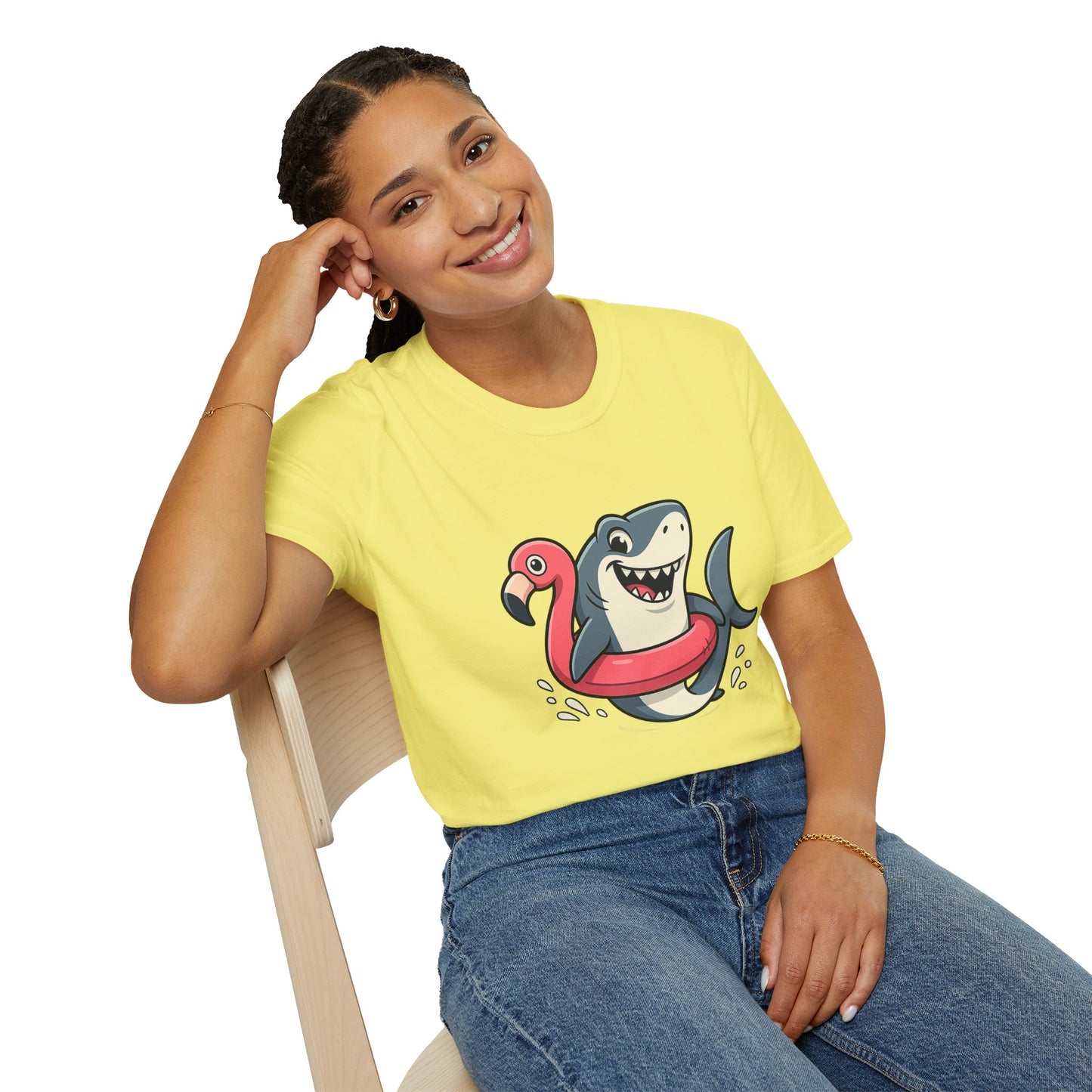 Shark & Flamingo Floatie T-Shirt – Funny Beach & Pool Day Tee