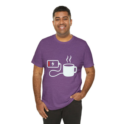 Low Battery Need Coffee Tee – Funny Caffeine Graphic T-Shirt