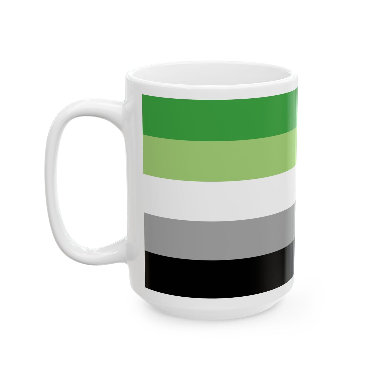 Aromantic Pride Flag Mug – Green Stripe LGBTQ+ Ceramic Cup