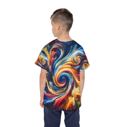 Color Storm Swirl Kids’ Tee – Vibrant All-Over Rainbow Art Shirt
