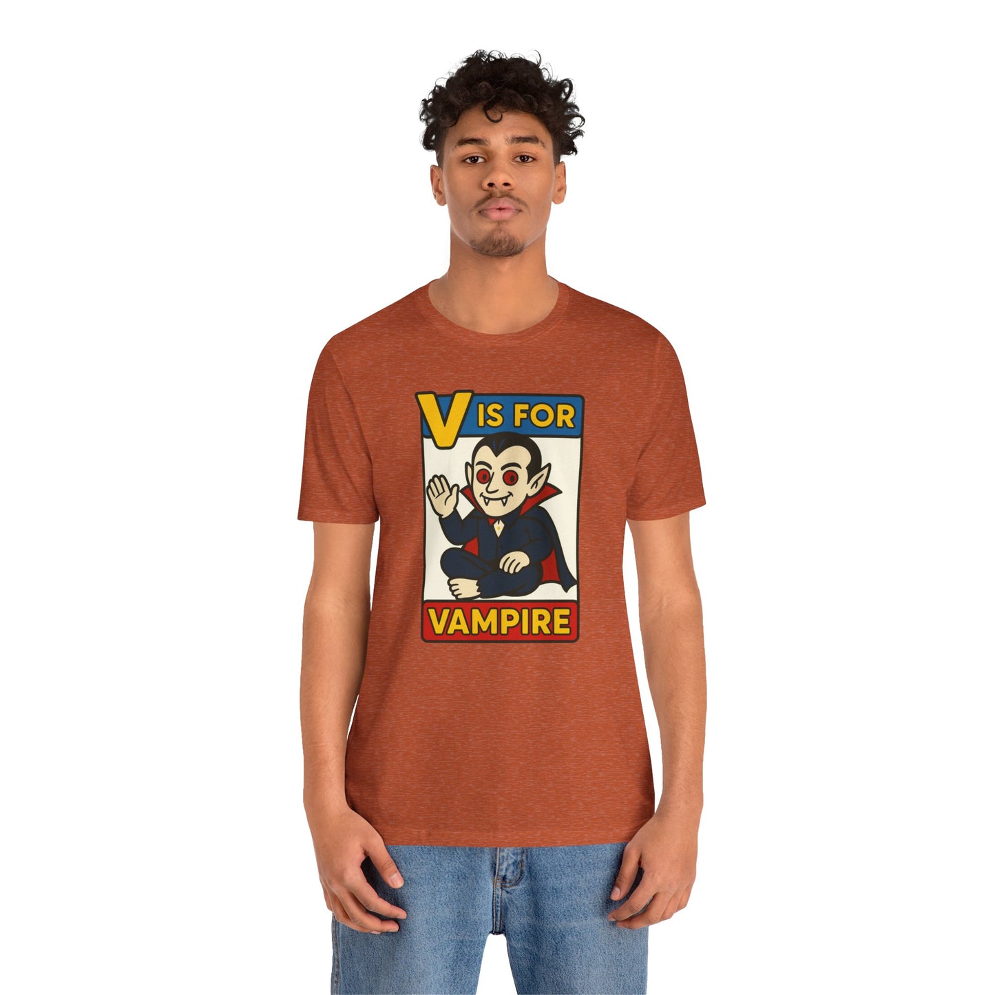 V is for Vampire T-Shirt – Funny Halloween Legend Alphabet Tee