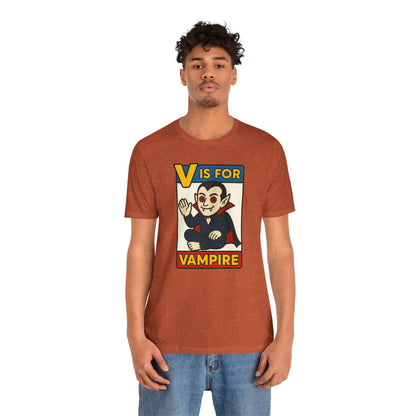 V is for Vampire T-Shirt – Funny Halloween Legend Alphabet Tee