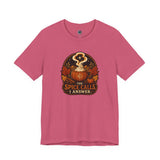 Rose crew-neck T-shirt with pumpkin-spice cauldron graphic