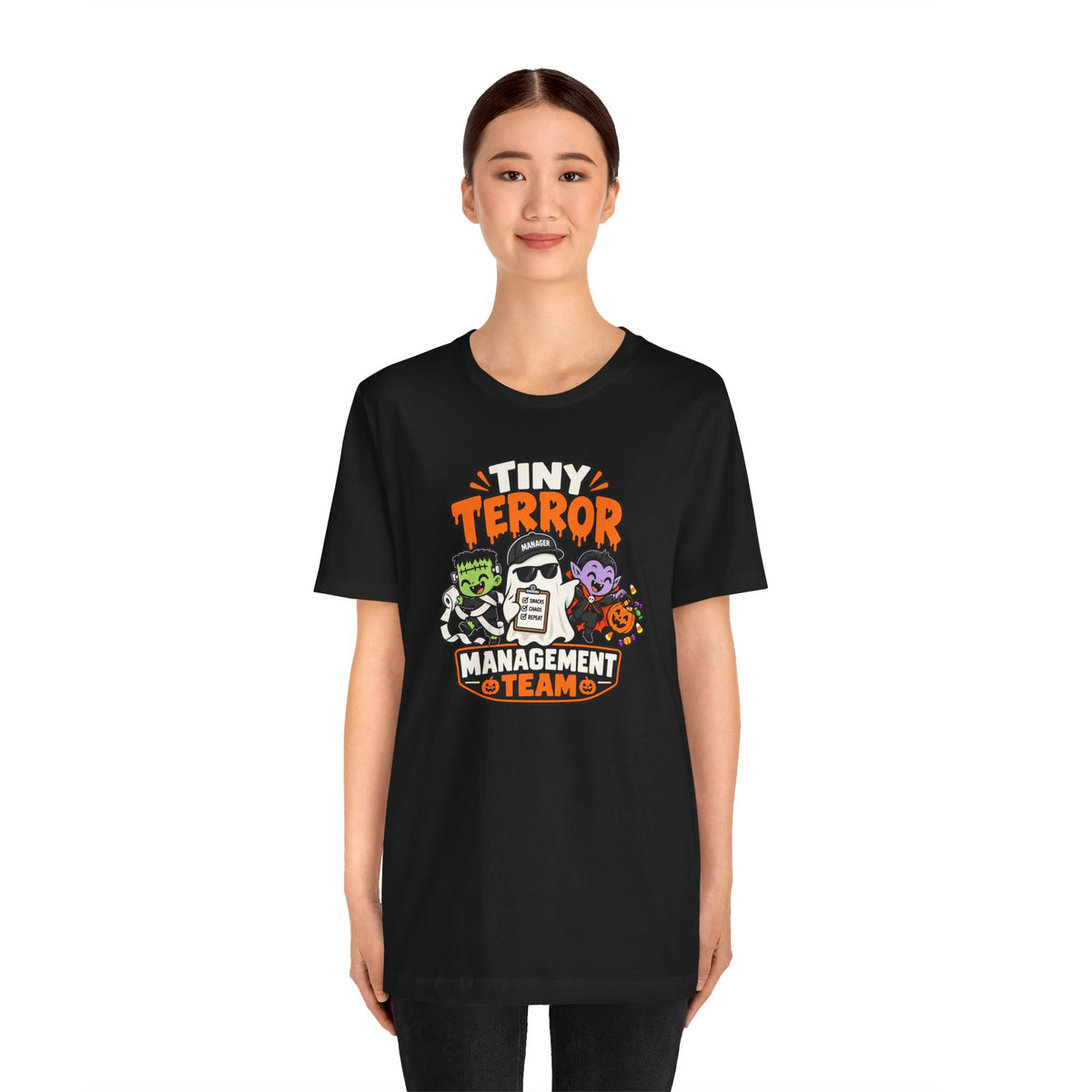 Tiny Terror Management Team T-Shirt – Funny Halloween Parent Tee